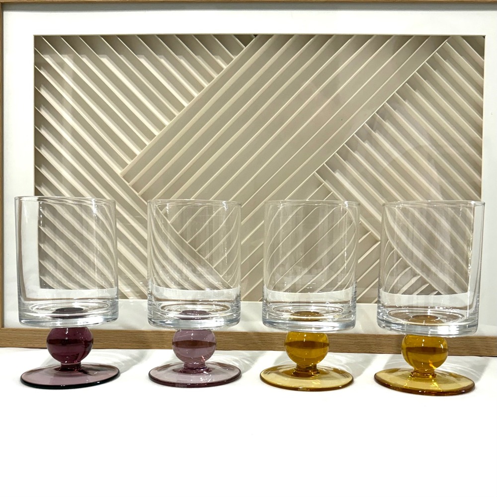 Marquis Waterford Rotondo All Purpose Glasses Set 7 Multi Color Ball Stem MCM - Picture 4 of 7